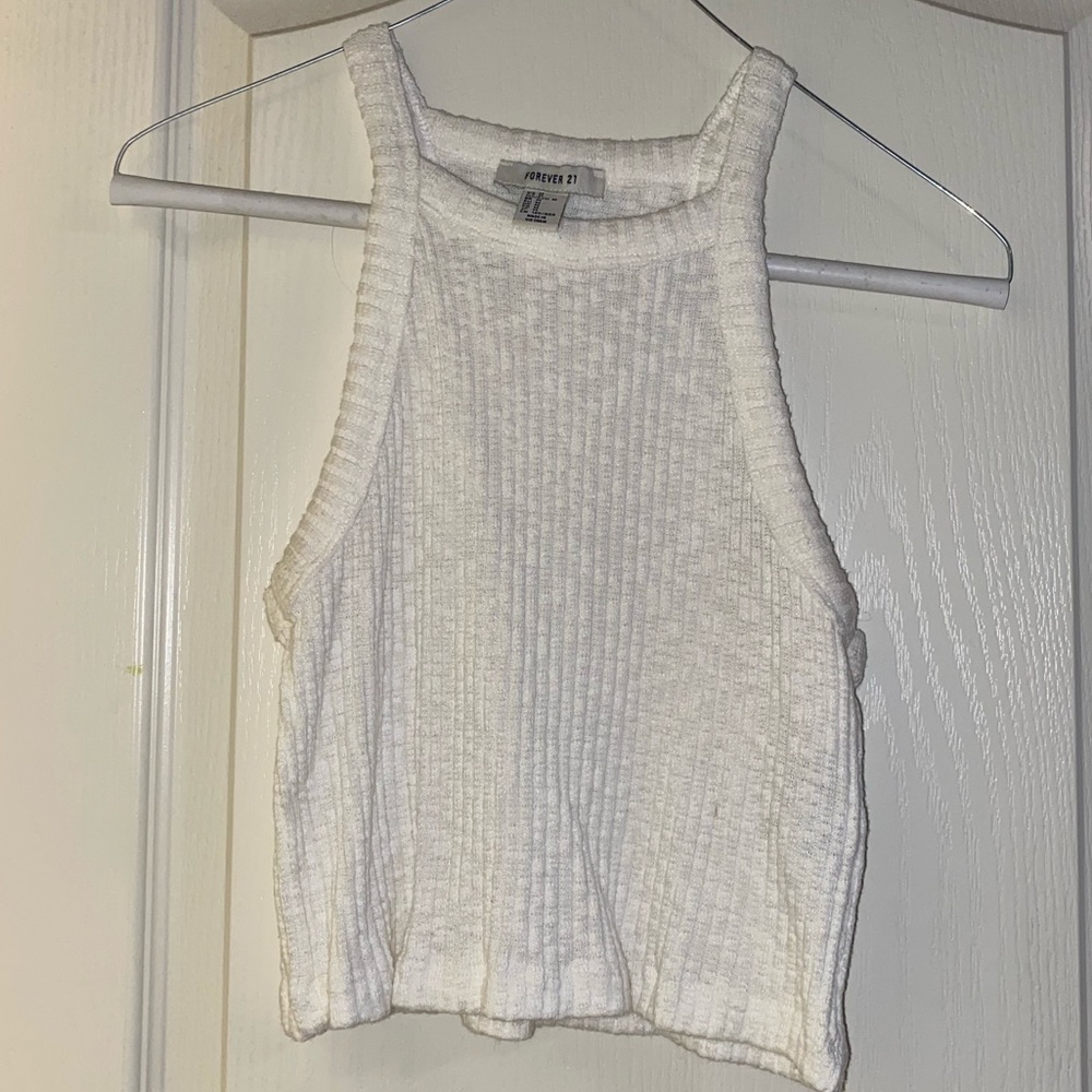 Forever 21 Off White Cropped Tank Top